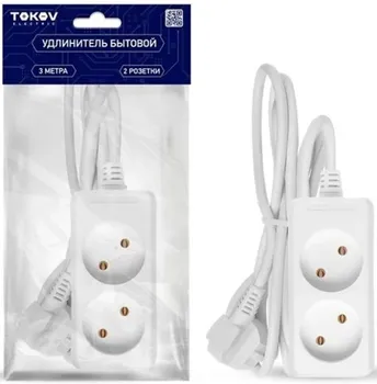 Удлинитель TOKOV ELECTRIC TKE-C01-BU2-3-075 2х3м без заземл. 10А 2х0.75