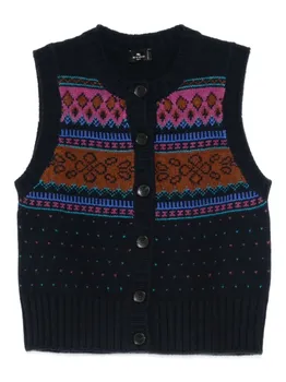 Шерстяной кардиган на пуговицах ETRO, синий