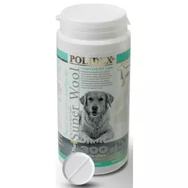 Витамины Polidex Super Wool plus улучшает состояние шерсти, кожи, когтей и профилактика дерматитов для собак (300 таблеток)