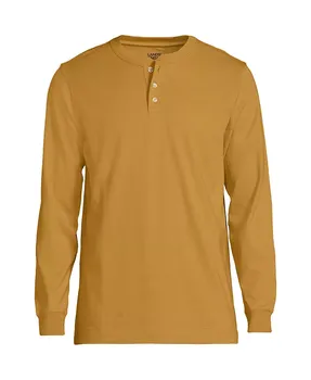 Футболка с длинным рукавом Henley Big & Tall Super-T Lands' End, серый