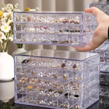 Multi-layer Jewelry Storage Box with Large Capacity, Dustproof and Anti-oxidation Earring Earring Earring Box for Home Use S чистый