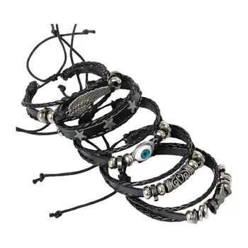 Stylish Handmade Braided Leather Bracelets Unisex Bracelets Cord Bracelet Adjustable Woven Bracelet Leather Texture