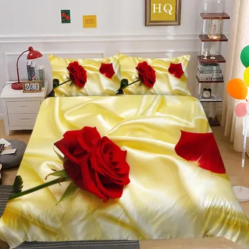 Комплект постельного белья с цветочным принтом, чехол King Size, домашний текстиль из микрофибры, высококлассный дизайн, декор для спальни для девочек UK Single 135x200cm
