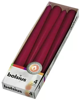 Конусная свеча Bolsius Бордовый 4 шт 24х5 см