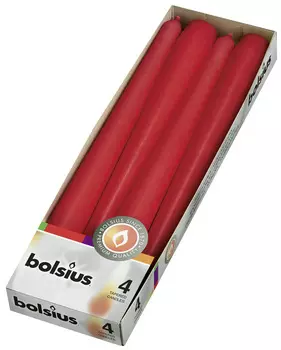 Конусная свеча Bolsius Красный 4 шт 24х5 см