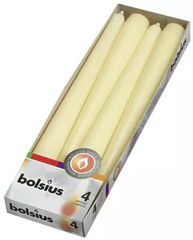 Конусная свеча Bolsius Кремовый 4 шт 24х5 см
