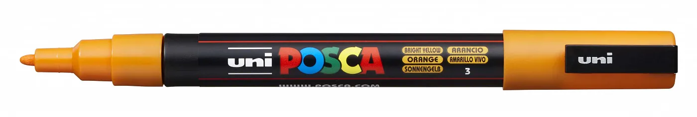 Маркер UNI "POSCA" PC-3M, 0,9-1,3 мм, наконечник пулевидный, №3 цвет оранжево-желтый