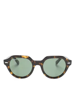 Ray-Ban солнцезащитные очки в овальной оправе с логотипом, коричневый