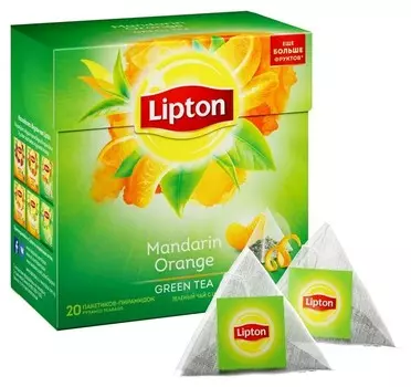Чай Lipton Green Mandarine Orange зелен. пирамидки 20пак/пач