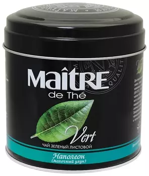 Чай Maitre (Мэтр) "Наполеон", зеленый, листовой, жестяная банка, 100 г, бар030р