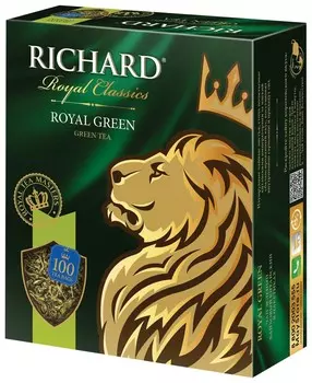 Чай Richard (Ричард) "Royal Green", зеленый, 100 пакетиков по 2 г, 610150