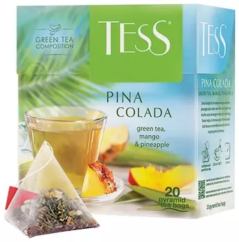 Чай Tess (Тесс) "Pina Colada", зеленый с ароматом тропических фруктов, 20 пирамидок по 1,8 г, 0787-12