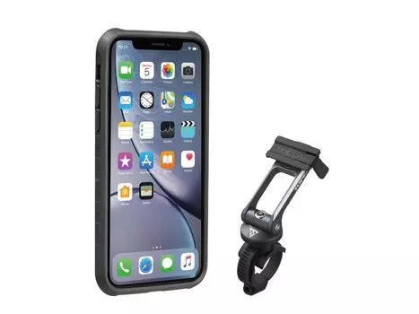 Чехол для смартфона c креплением TOPEAK RIDECASE W/RIDECASE MOUNT WORKS WITH iPHONE XR, черно-серый, TT9859BG