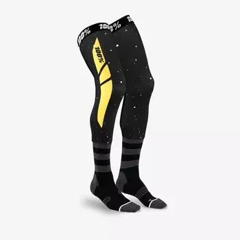Чулки велосипедные 100% Rev Knee Brace Performance Moto Socks, черо-желтый, 2019