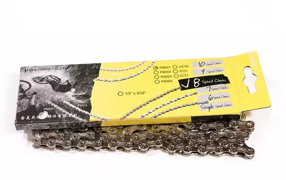 Цепь велосипедная MAYA P8001, 8 скоростей, 116 звеньев, P8001 (1/2"X3/32") 8 sp.