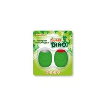 Велосипедные фонари TRIX Super Dino, детские, комплект передний задний, 2 диода, 3 режима, силикон, зеленые, LTTX2672BSD