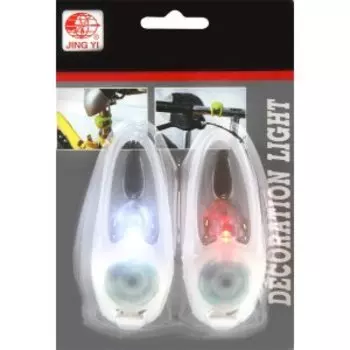 Фонари велосипедные декоративные JING YI JY-267-1A, 1 белый и 1 красный диоды, 2 штуки, белый, 560055
