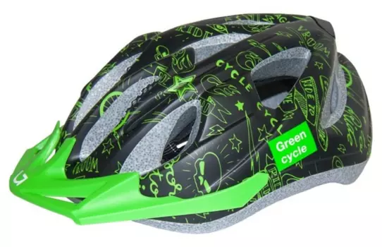 Велошлем детский/подростковый Green Cycle Fast Five, черно-зеленый, 2019