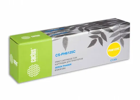 Картридж лазерный Cactus CS-PH6125C (106R01335), голубой, 1000 страниц, совместимый для Xerox Phaser 6125