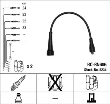 Высоковольтные провода (провода зажигания) NGK RC-RN606