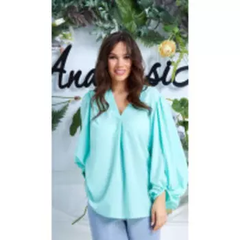 Блузка Anastasia-512/1 В цвете: Зеленый; Размеры: 56,50,52,46,48,54