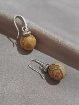 Серьги "Сахара" из яшмы 12 мм и серебра