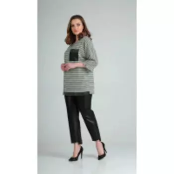 Блузка Andrea Style-344 В цвете: Серый, Разноцветный; Размеры: 58,54
