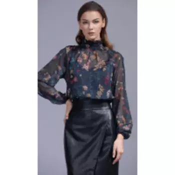 Блузка ArtRibbon-3437T В цвете: Черный, Разноцветный; Размеры: 46,44