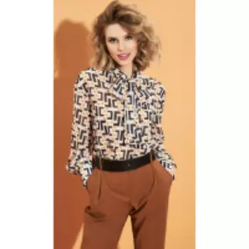 Блузка DiLiaFashion-0447 В цвете: Бежевый, Разноцветный; Размеры: 50,52,46,44,42
