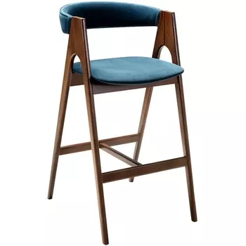 Кресло барное Kaede Blue/Темный орех R-Home арт.400217222h_diagbluee_nut