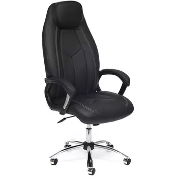 Кресло (хром) черный/черный перфорированный (кож/зам) Tetchair 7990 9159