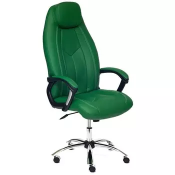 Кресло BOSS (хром) зеленый/зеленый перфорированный (кож/зам) (Tetchair)