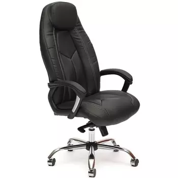 Кресло (хром) черный/черный перфорированный (кож/зам) Tetchair 7991 9160