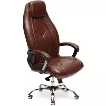 Кресло BOSS люкс (хром) коричневый/коричневый перфорированный (кож/зам) (Tetchair)