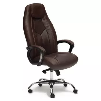 Кресло BOSS люкс (хром) коричневый/коричневый перфорированный (кож/зам) (Tetchair)