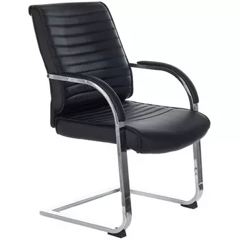 Кресло T-8010N-LOW-V черный Leather эко.кожа низк.спин. полозья металл хром Бюрократ 8010 T-8010N-LOW-V/BLACK
