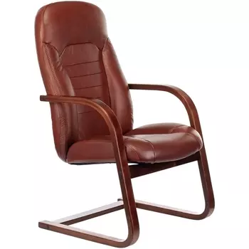 Кресло Бюрократ T-9923WALNUT-AV светло-коричневый Leather Eichel кожа полозья дерево (Бюрократ)