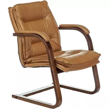 Кресло Бюрократ T-9927WALNUT-AV горчичный кожа полозья дерево (Бюрократ)