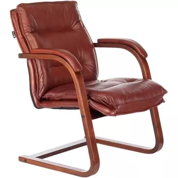 Кресло Бюрократ T-9927WALNUT-AV светло-коричневый Leather Eichel кожа полозья дерево (Бюрократ)