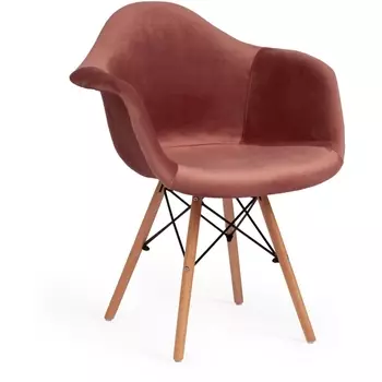 Кресло CINDY SOFT (EAMES) (mod. 101) коралловый (HLR 44)/натуральный (дерево береза/металл/мягкое сиденье/ткань) (Tetchair)