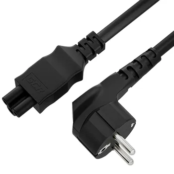 Кабель питания Greenconnect GCR-54403 для ноутбука 5.0m, Евровилка угловая - С5, черный, 3*0,75mm