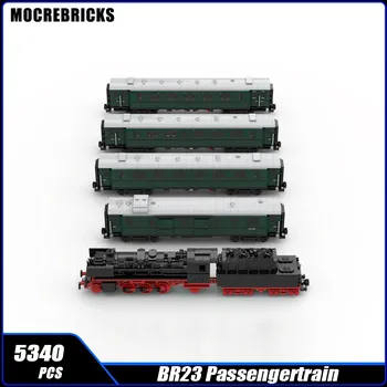 MOC- 116963 Технический паровоз BR23, пассажирские поезда, карета, строительные блоки, сборная модель, образовательная головоломка, кирпичные игрушки