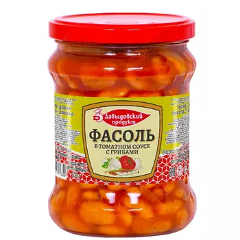 Фасоль Давыдовский продукт в томатном соусе с грибами, 470 г