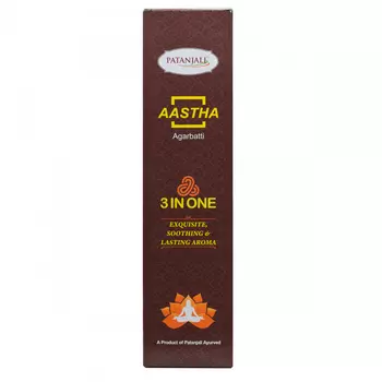 Аастха: ароматические палочки 3 в 1 (20 г), Aastha Agarbatti 3 in one, произв. Patanjali