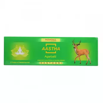 Аастха: ароматические палочки с Мускусом (75 г), Aastha Agarbatti Kastoori, произв. Patanjali