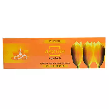 Аастха: ароматические палочки с Плюмерией (75 г), Aroma Aastha Champa, произв. Patanjali
