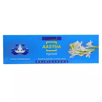 Аастха: ароматические палочки с Туберозой (75 г), Aroma Aastha Agarbatti Rajnigandha, произв. Patanjali