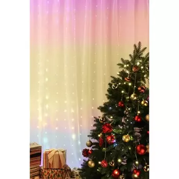 СНОУ БУМ Гирлянда эл. занавес (роса), 3х2,8м, 280LED*радужный, 8 реж., 220В
