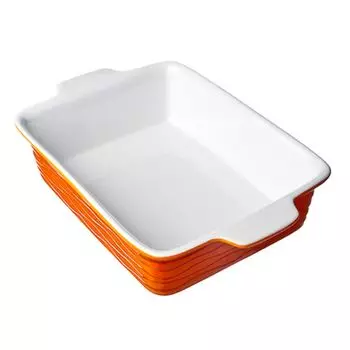 СЛАВЯНА Форма для запекания прямоугольная с ручками, керамика, 29,5х23х7,5см, оранжевая, 9003-34-2