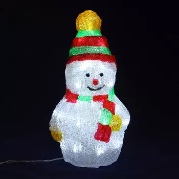 СНОУ БУМ Фигура Новогодняя, акрил, Снеговик, LED30 (от 3xАА), 35x20см